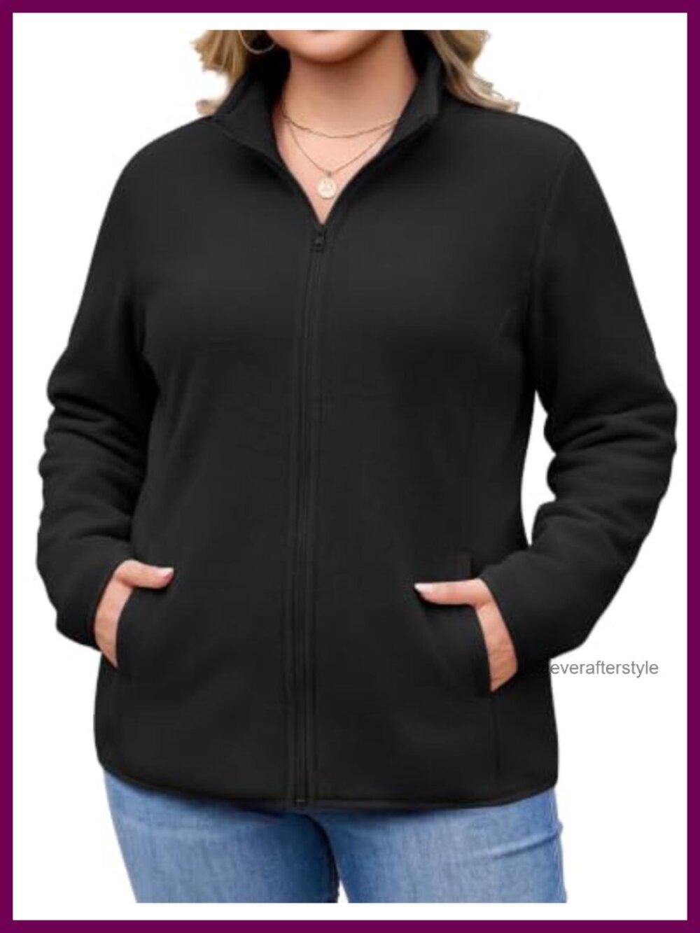 Plus Size Fleece Jacket Full Zip Lightweight Coat Sherpa Pockets